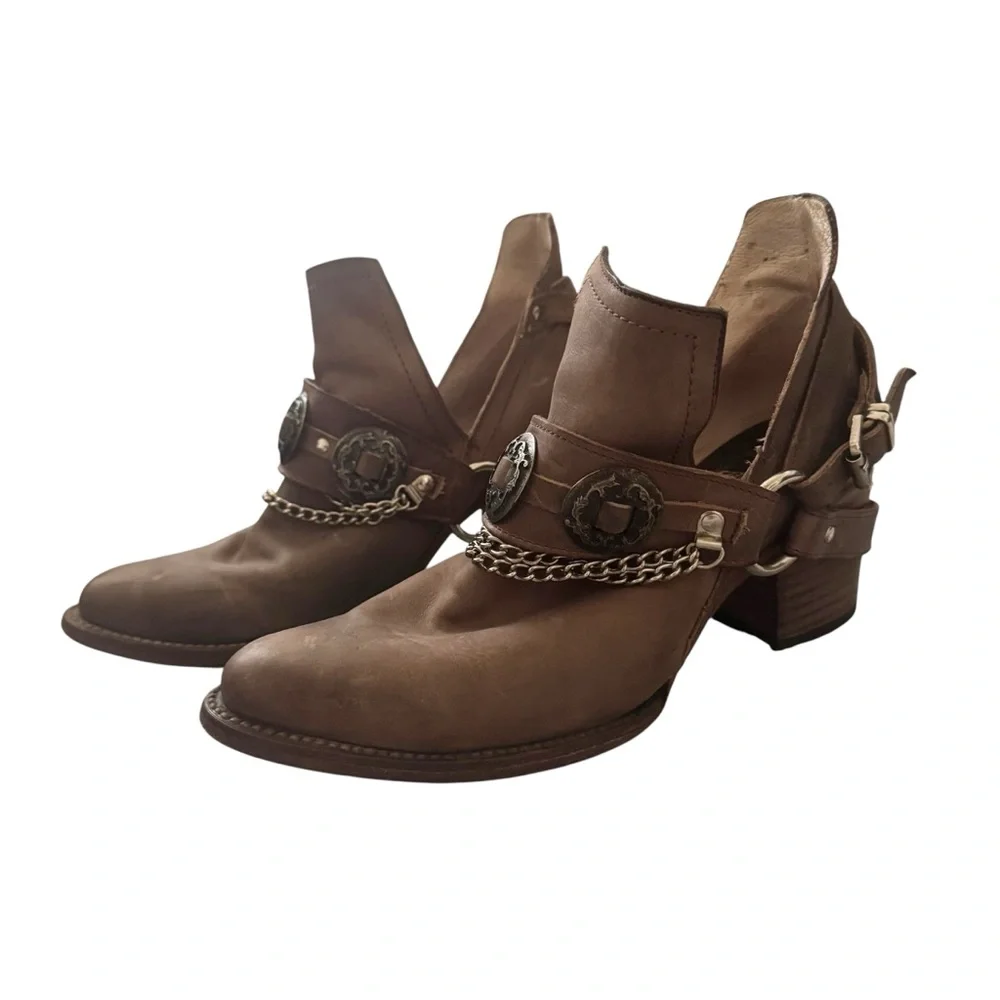 Freebird Mystic O Silver Ring Concho and Chain Western Handmade Leather Boots 11 - Picture 3 of 11